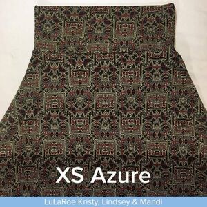 LuLaRoe Azure Abstract Pattern Skirt with Red and Black Accents
